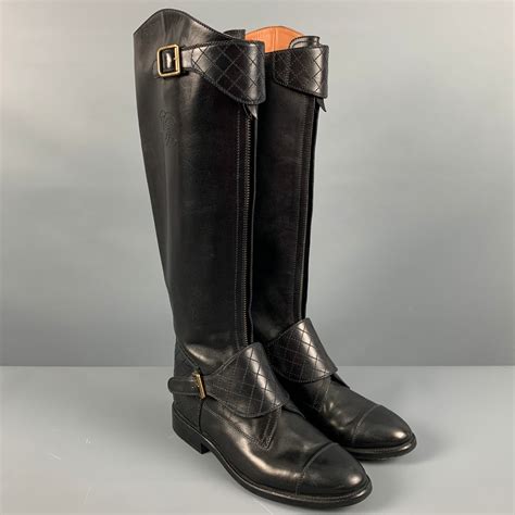 chanel black leather riding boots